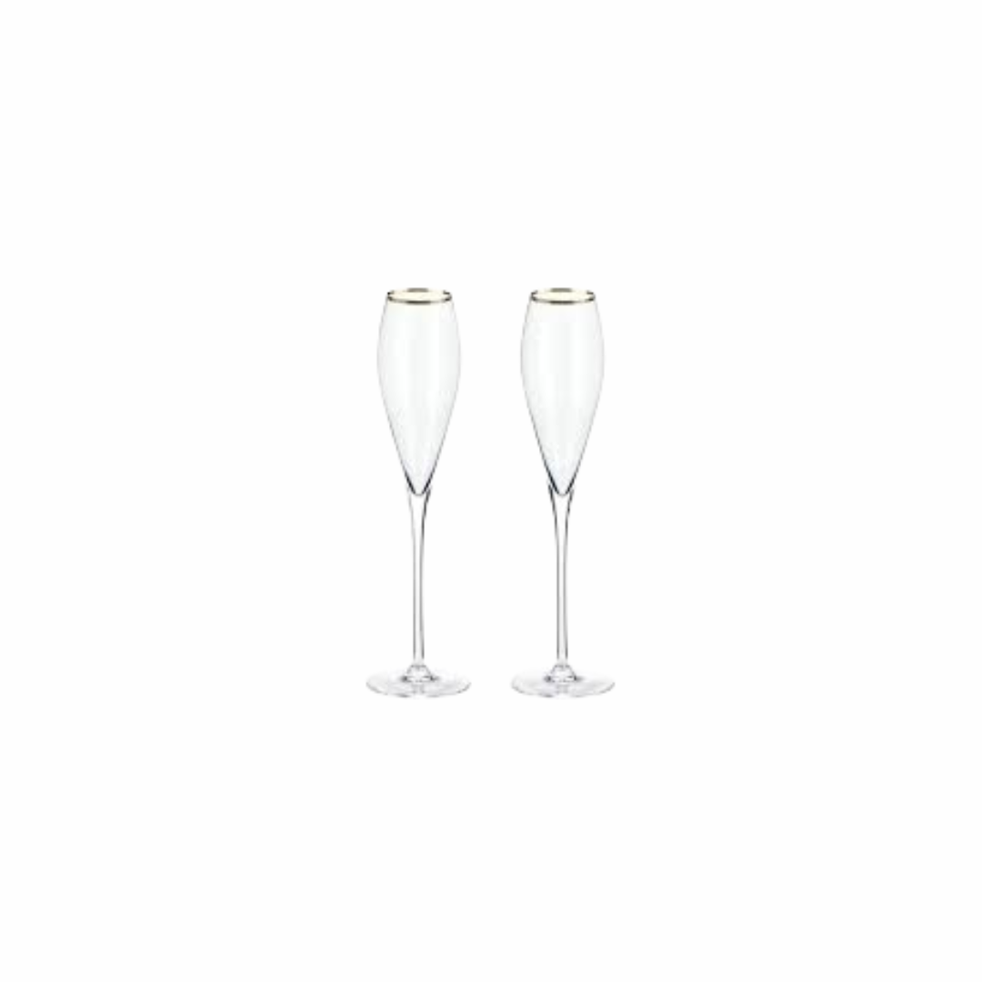Champagne Glasses with Gold Rim (2pcs)